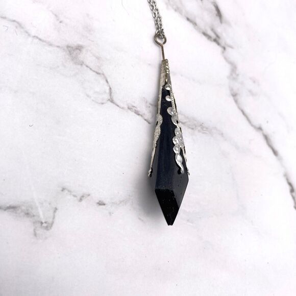 Black Resin Pendulum Necklace - Picture 7 of 10
